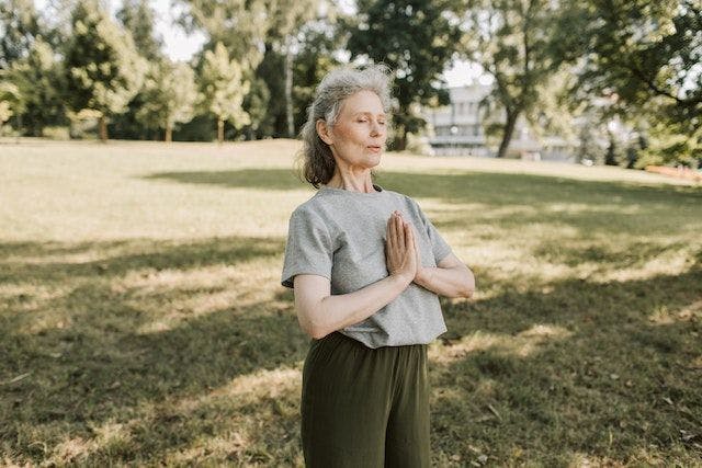 senior woman meditation